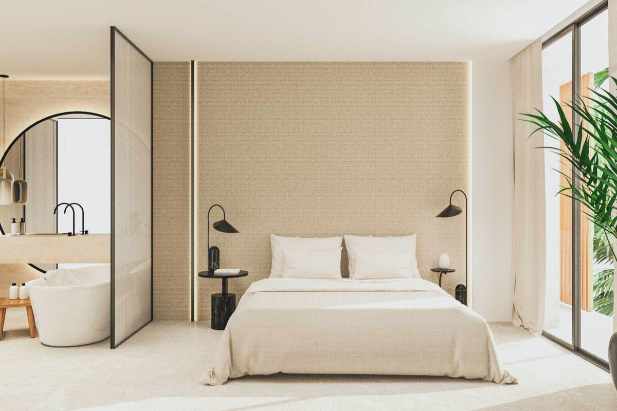 master bedroom with bathroom